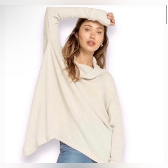 Free people juicy cowl neck cream long sleeve size M NWOT - Picture 1 of 7